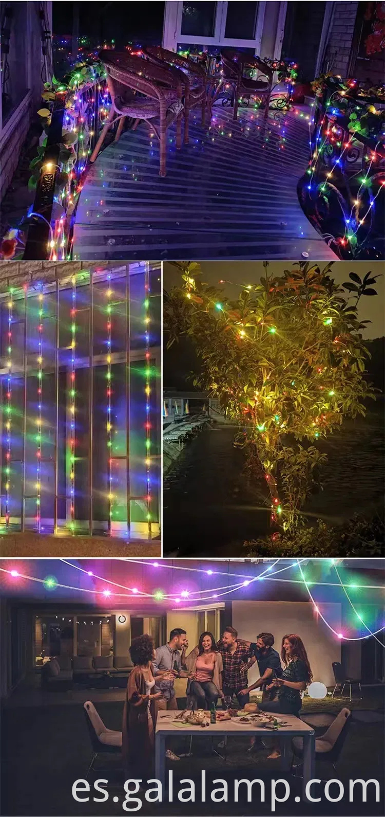 Luces de cuerda LED RGB inteligentes para decoración interior y exterior